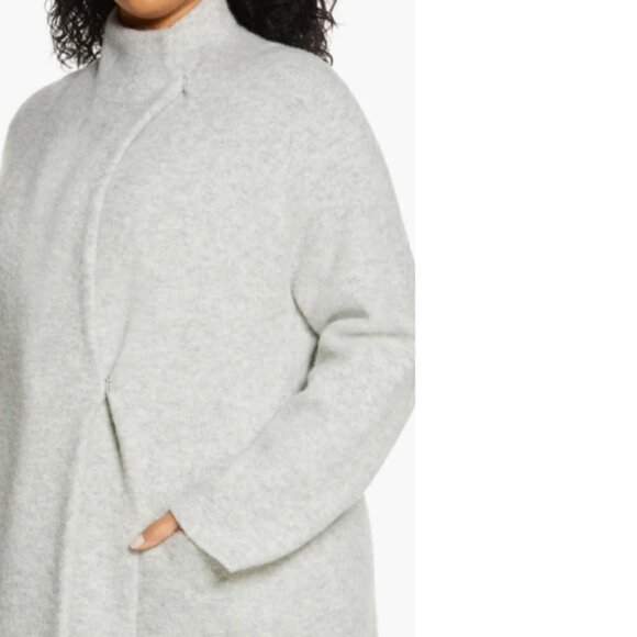 Vince Clean-Edge Wool-Blend Cardigan Coat, Light Heather Grey - Picture 4 of 4